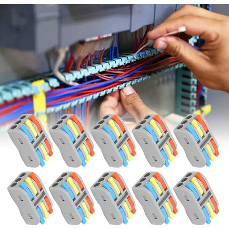 Connecteur miniature pour fils souples et rigides, bloc de jonction à trois entrées et trois sorties pour éclairage haute vitesse (1/5)