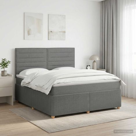 vidaXL Lit boxspring avec matelas Gris foncé 140 x 190 cm Tissu (1/5)