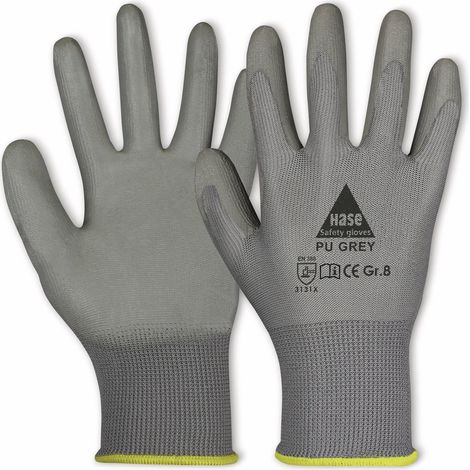 Hase Montagehandschuhe Grau Größe 7, Polyester 10 Stk
