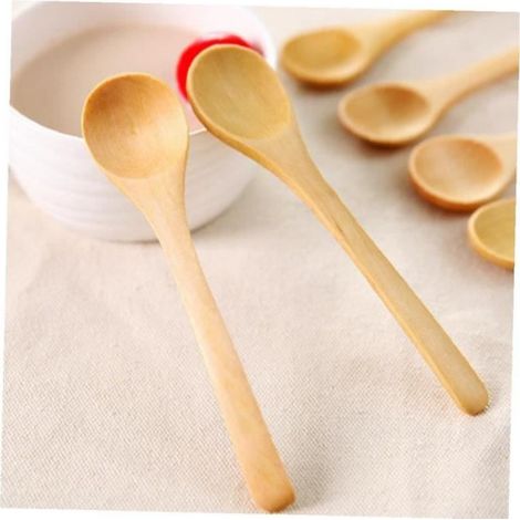 Cuillère En Bois - 13 x 3 cm - Pour Café Thé Sucre Sel Miel Confiture - Lot De 4 (1/3)