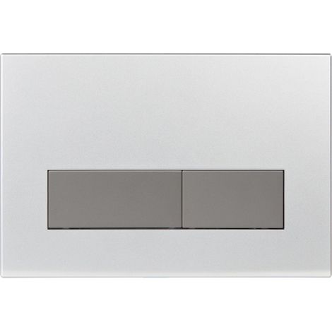 Plaque de Commande WC, Compatible avec Sigma, UP300 et UP320, avec Double Chasse, Équipée d'un Set de Leviers Chasse et d'un Cadre d'Installation. Argent Mat (1/5)