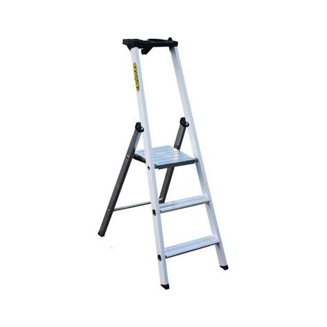 Centaure – Escabeau aluminium 3 marches – Plateforme 25x26 cm – Marche barreaudée 8 cm – Garde corps 60 cm – Conforme norme EN 131-2 (1/6)