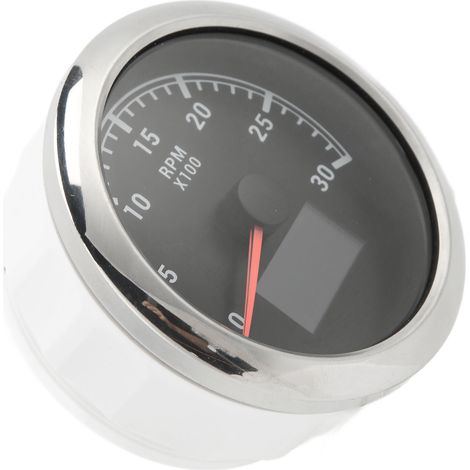 3-in-1-Kombigerät (85 mm): Tachometer, Drehzahlmesser, Wassertemperaturanzeige, Öldruckanzeige, 9–32 V, 3000 U/min, rote Hintergrundbeleuchtung, schwarz-silbernes Zifferblatt (1/5)