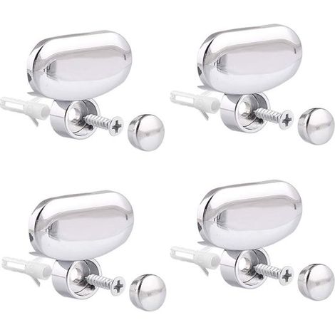 Kit de fixation pour miroir en 4 pièces, clips de fixation murale en verre, finition brillante, 0,41 x 0,22 x 0,06 cm, alliage d'aluminium, installation facile pour salles de bains (1/5)