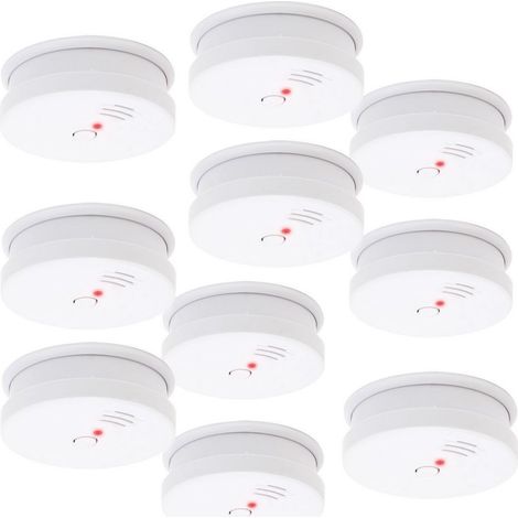 10 detecteurs de fumee alarme avertisseur anti incendie pile 9v certifie en 1460 (1/4)