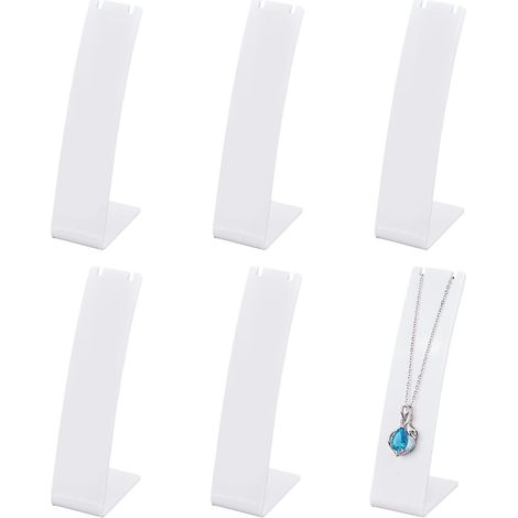 Pieces Plastic Necklace Holder 4.3 Inch Height Earring Holder, White L Shape Pendant Display Stand, Mini Jewelry Holder, Jewelry Showcase