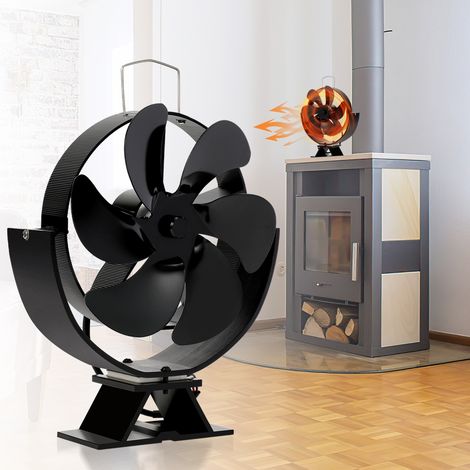 TolleTour Kaminofen Ventilator - Einstellbarer Winkel Ofenventilator wärmebetrieben - Kamin Ventilator - Lüfter für Kaminöfen Holzöfen Öfen - 6 Flügel Rotorblätter (1/5)