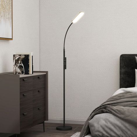 Wohnzimmer-Stehlampe mit Fernbedienung, Touch-Bedienung, einstellbarer Farbtemperatur und Helligkeit, schwarz. Stehlampe für den Außenbereich. (1/4)