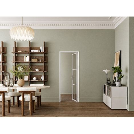 Blocco porta reversibile in Alluminio e vetro temperato Fumé - H204 x L73 cm - Bianco - SEROTO (1/3)