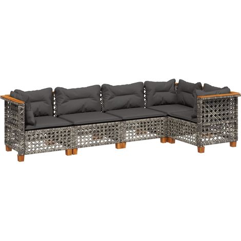 Maison Exclusive - 5-tlg. Garten-Sofagarnitur mit Kissen Grau Pol