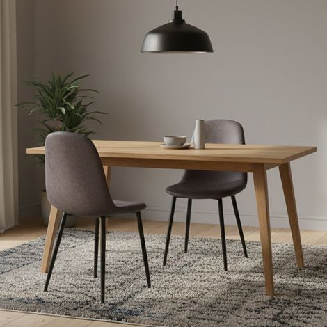Dmora - Sedia 0, Set di 2 Sedie moderne in ecopelle invecchiata, struttura in metallo, Ideale per sala da pranzo, cucina o salotto, Cm 56x45h87, Grigio (1/4)