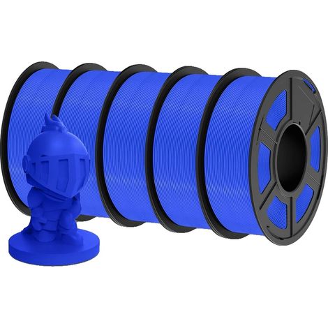 Filamento per stampante 3D, materiale effetto seta, diametro 1,75 mm, PLA blu, confezione da 5 rotoli. (1/2)