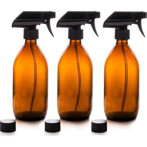Flacons sprayer - In glass - Ambre - Premium - 500 ml with gachette of spraying fine Flacons reusable - Set of 3- (1/3)