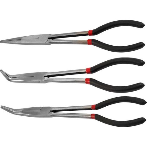 Pinces à bec long 3 pièces droit/25° acier carbone, pour atelier (1/5)