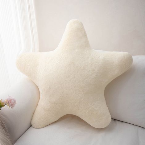 Coussin Étoile - 40 cm - En Polyester - Décoratif Pour Canapé Chambre Lit Voiture - Blanc - 1 Pièce (1/5)