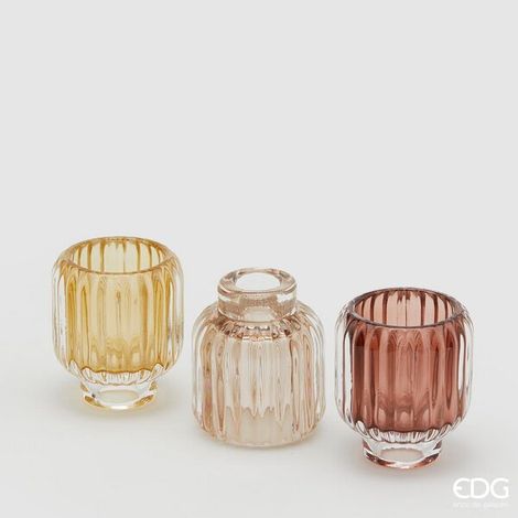 EDG Enzo De Gasperi Portacandele In Vetro 3 Assortit H8 D6,5i: Giallo, Ambra E Tortora