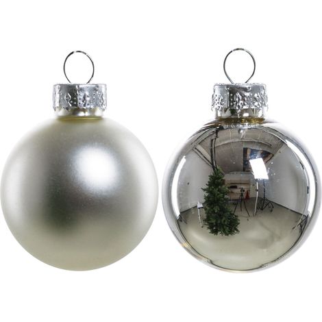 TrendLine Christbaumkugeln 16 Kugeln Ø 3,5 cm Glas Silber Weihnachtskugeln (1/3)