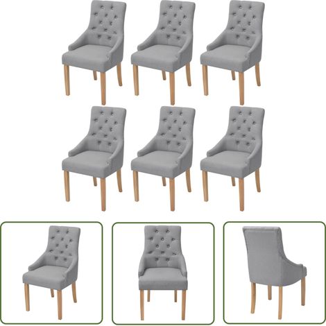 Chaises à manger, Chaises à dîner, Fauteuils de Relaxation lot de 6 gris clair tissu BGT37159 (1/5)