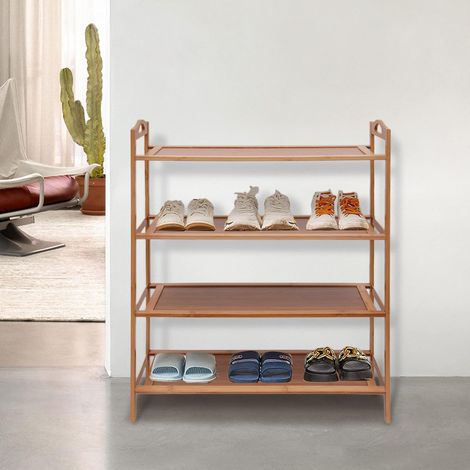 Badezimmer Regal Stehend Holz Ablagen Belastbarkeit Küche Standregal Holzregal Bücherregal Klarlack Bambus Schuhregal Badregal Küchenregal 4 Böden Bad