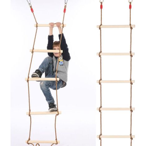 Échelle de corde pour enfants avec barreaux en bois - Jouet d'escalade intérieur/extérieur, balançoire et sport - Idée cadeau