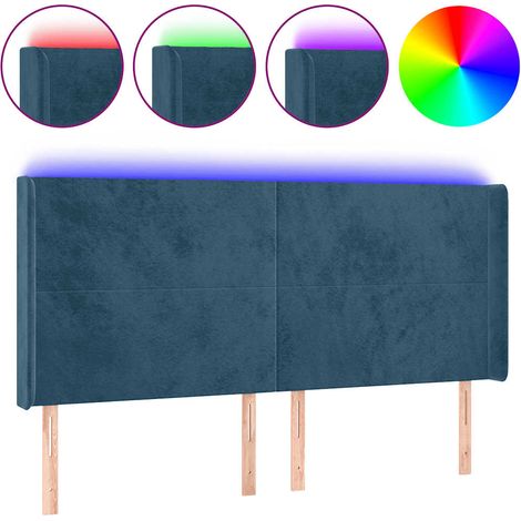 Maison Exclusive - Tête de lit à LED Bleu foncé 203x16x118/128 cm Velours (1/5)