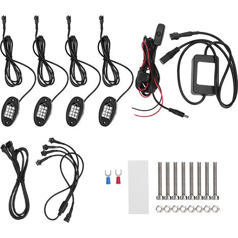 Kit de 4 lampes LED RGB multicolores clignotantes pour soubassement, éclairage Bluetooth sans fil (1/5)