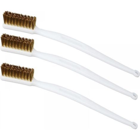 3-Piece Small Wire Brush Set, Hand Wire Brush, Brass Brush for Cleaning Wires in Sinks, Soldering, Ovens, and Rust (1/4)