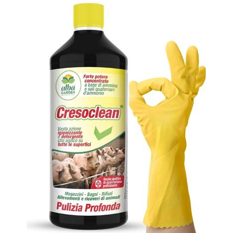 Cresoclean Disinfettante Igienizzante Concentrato per Pulizia Profonda Superfici Allevamenti Ricoveri Animali Magazzini Bagni x 1 Lt (1/5)