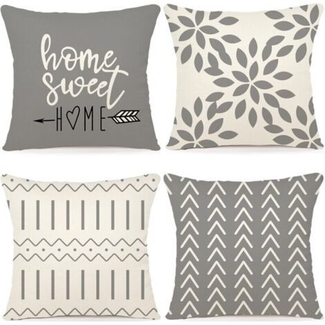 Set di 4 federe decorative per cuscini 45x45 cm, federe per cuscini da divano, federe decorative per cuscini da esterno in lino, federa decorativa per cuscino per camera da letto, divano, sedia, letto
