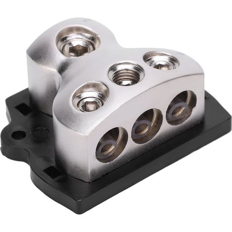 Bloc de distribution audio voiture, répartiteur fusible zinc, 1 entrée 3 sorties pour câblage auto (1/5)