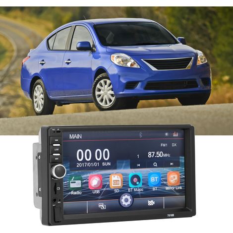 Modification de voiture, lecteur MP5 universel haute définition 7 pouces pour voiture, appels mains libres Bluetooth, caméra de recul (télécommande, piles non incluses, livré sans). (1/5)