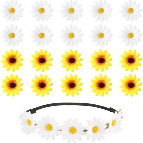 21 Pieces Artificial Flower Headband Sunflower and Daisy Hair Clips Chic Daisy Non-Slip Hair Accessories for Women for Beach and Party Decoration Barrette (1/5)