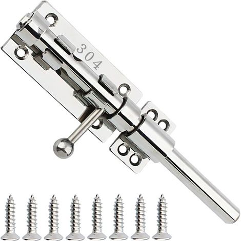 304 Targette En Acier Inoxydable, 200mm Loquet De Porte, épaissi Targette De Porte, Loquet De Porte À Boulon Coulissant avec 6 Vis pour Portail De Jardin, Cabanon (1/5)