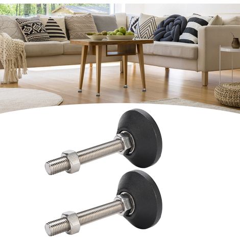 Lot de 2 pieds de support en nylon noir réglables pour table, chaise, établi, étagère (1/5)