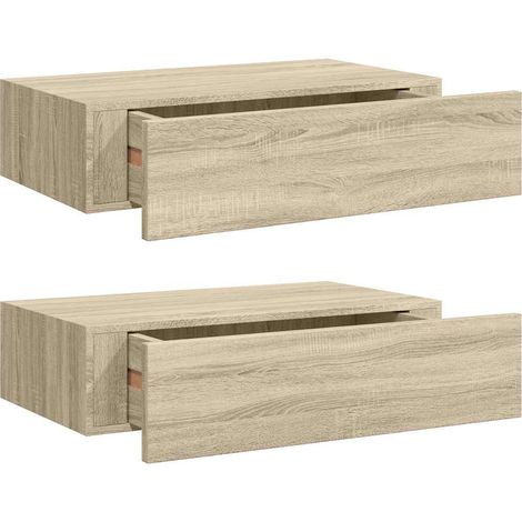 vidaXL Estantes de pared con cajón 2 uds MDF roble 40x23,5x10 cm (1/2)
