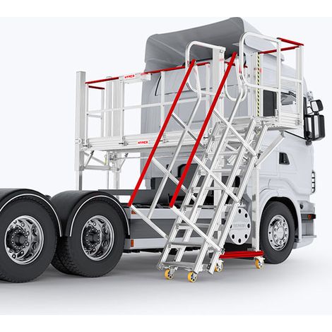 Piattaforma di accesso per camion con scala a L - Altezza di accesso da 0,80 a 2,00 m - Regolazione continua tramite manovella - 226002/ESC-PA