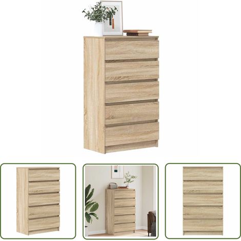 The Living Store Schubladenschrank Sonoma-Eiche 60x36x103 cm Holzwerkstoff - Sideboard - Kommode - Möbelstück - Wohnzimmertisch - Schuhschrank (1/5)
