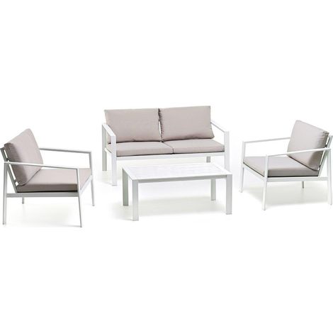 Salottino set sofa alluminio mod. Atlanta 4 pz bianco 4 pp