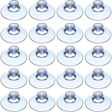 20 ventosas de plástico transparente sin ganchos con cabeza de hongo para exteriores, cocina, baño, ventanas y espejos (20) (1/4)