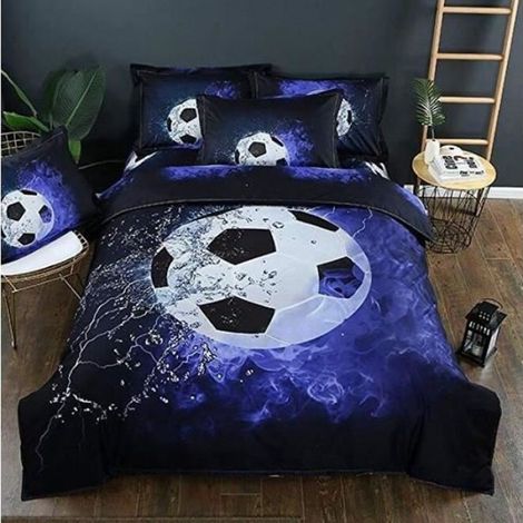 Housse de Couette - Microfibre - Imprimé Football 3D - 150 x 200 cm - Parure Lit 2 Pièces (1/3)