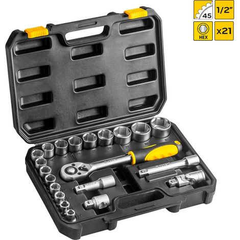 Steckschlüssel 1/2", Satz mit 21 Stück (1/4)