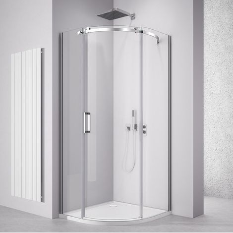 Paroi de douche en quart de cercle THRON SQUARE 900x900mm, verre clair, droite (1/3)