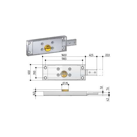 Serrure de volet latéral avec cylindre fixe à double panneton - couplée DX-SX KA (0733.401)