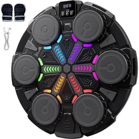 Machine de boxe musicale pour enfants et adultes, machine de frappe musicale avec lumière rythmique, équipement de boxe Bluetooth avec gants (1/5)