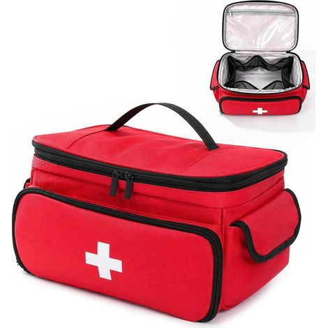 Sacoche médicale portable rouge, trousse de premiers secours de grande capacité, tissu Oxford
