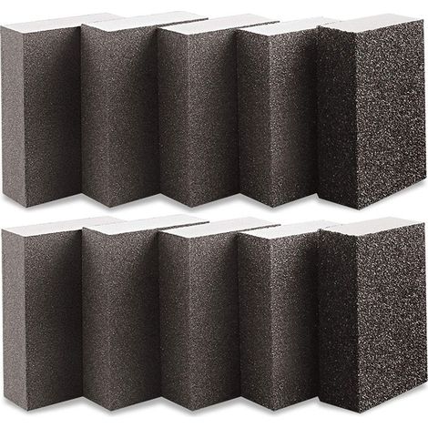 Éponge De Ponçage 10 Pièces Grain 1000-1200 Blocs De Ponçage 70 X 100 X 25 Mm Utilisation Humide Et Sèche Pour Bois Métal Peinture Lavable Et Réutilisable (1/5)
