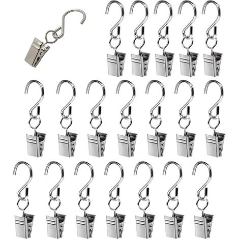 60 Stück Metall-Aufhängehaken, Vorhanghaken mit Clip, Aufhängehaken, Party-Licht-Clip, dekorative Haken, Handtuch-Clip, Vorhang-Clip