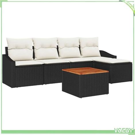 Ensemble de canapé de jardin - FAFEICY - 3347817 - Modulable - Polyrotin noir anti-UV - 5 places (1/5)