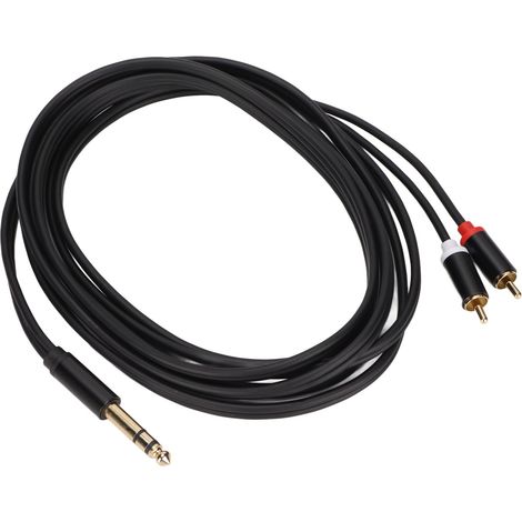 Câble RCA plaqué or 6,35 mm vers 2 RCA mâles, adaptateur audio stéréo en Y, câble RCA de 3 m (1/5)