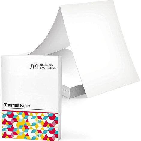 200 Papier thermique, séchage rapide, format A4 210x297mm, pour imprimantes portables M08F MT800, usage bureau école (1/5)